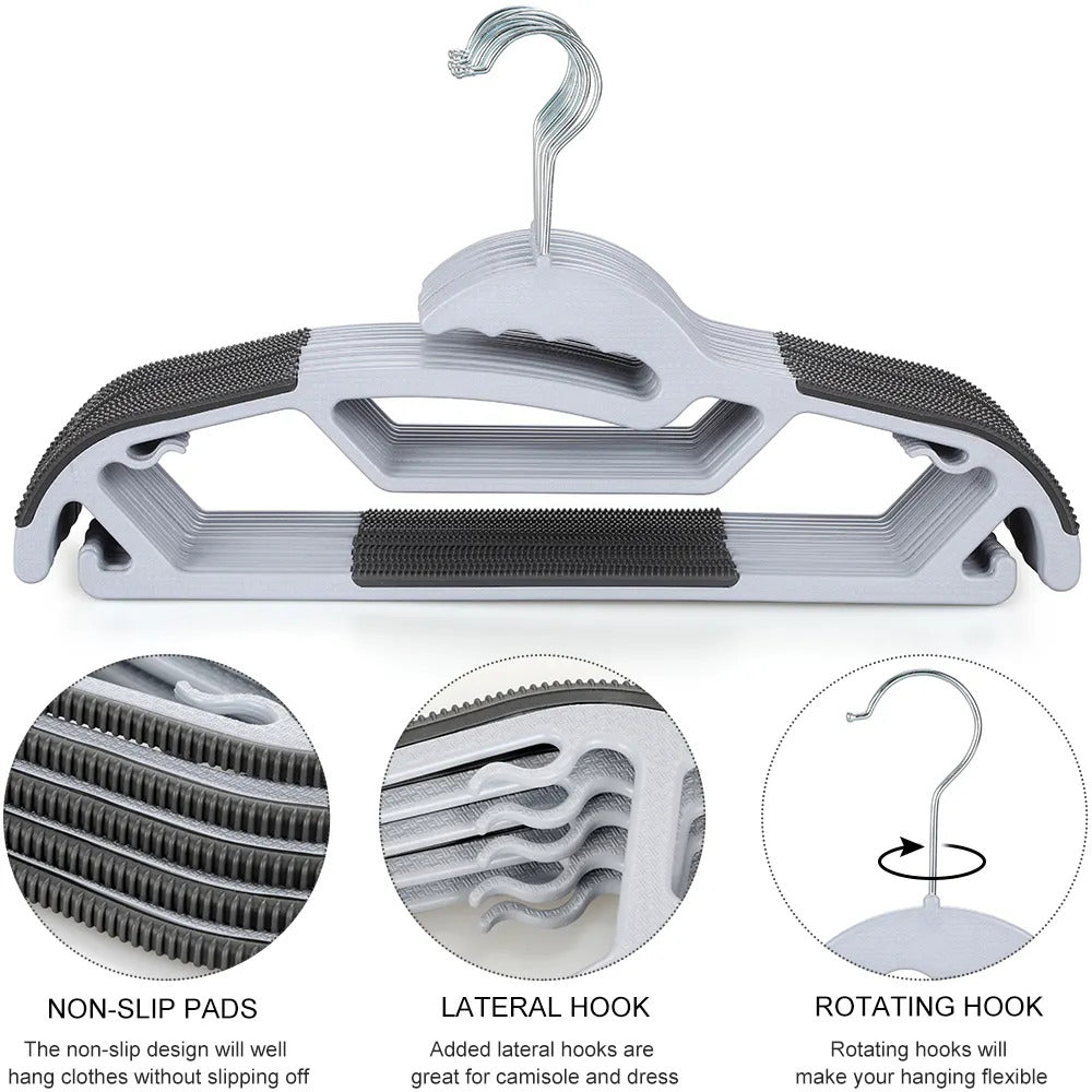 Lazer Clothes Hangers (Pack of 6) with Non-Slip Pads, Space Saving, 6 mm Thickness, Super Lightweight Organizer, Clothes Hanger for Wardrobe, Clothing Hanging