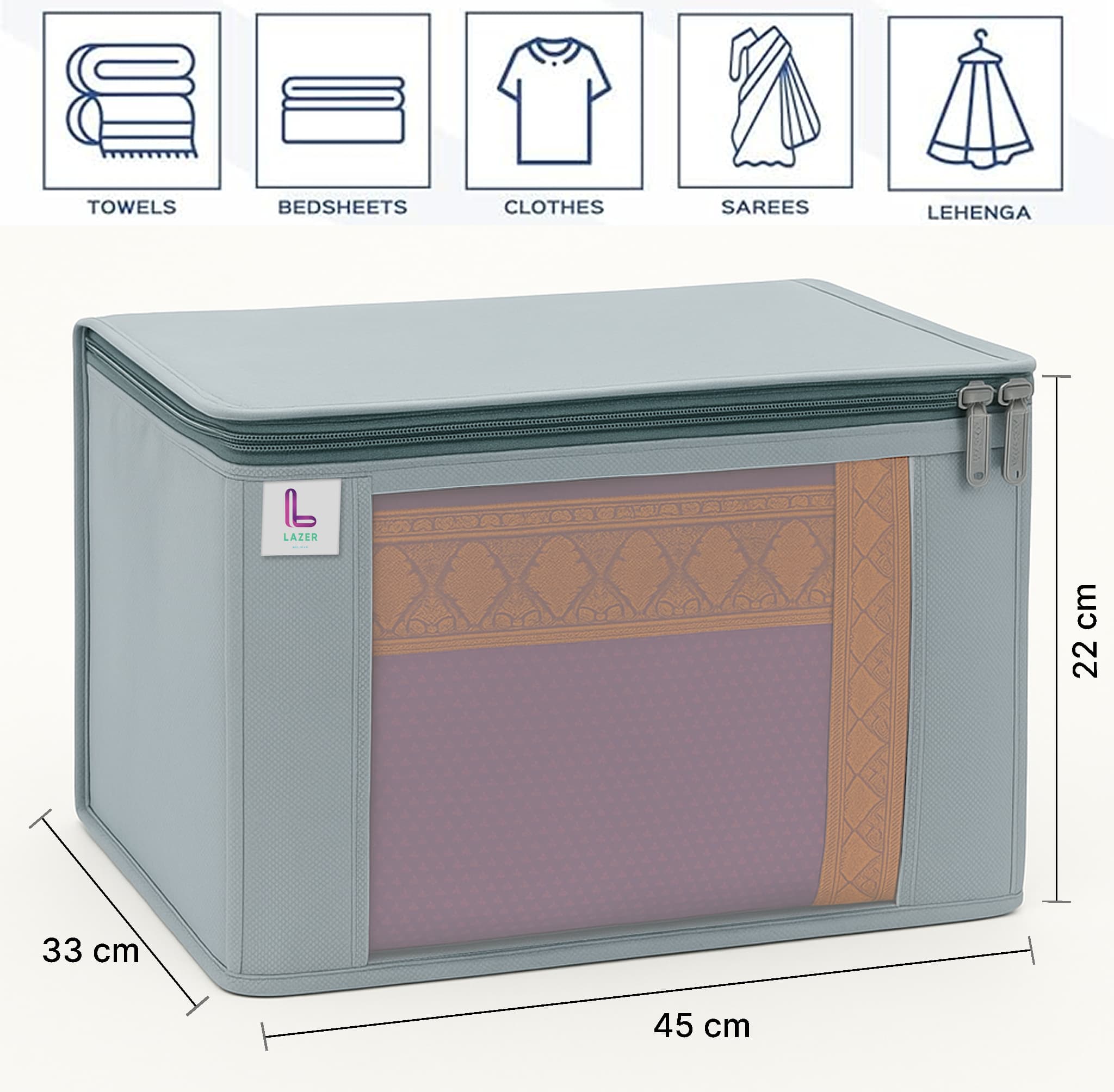 Lazer Polyester Non Woven Saree Organizer