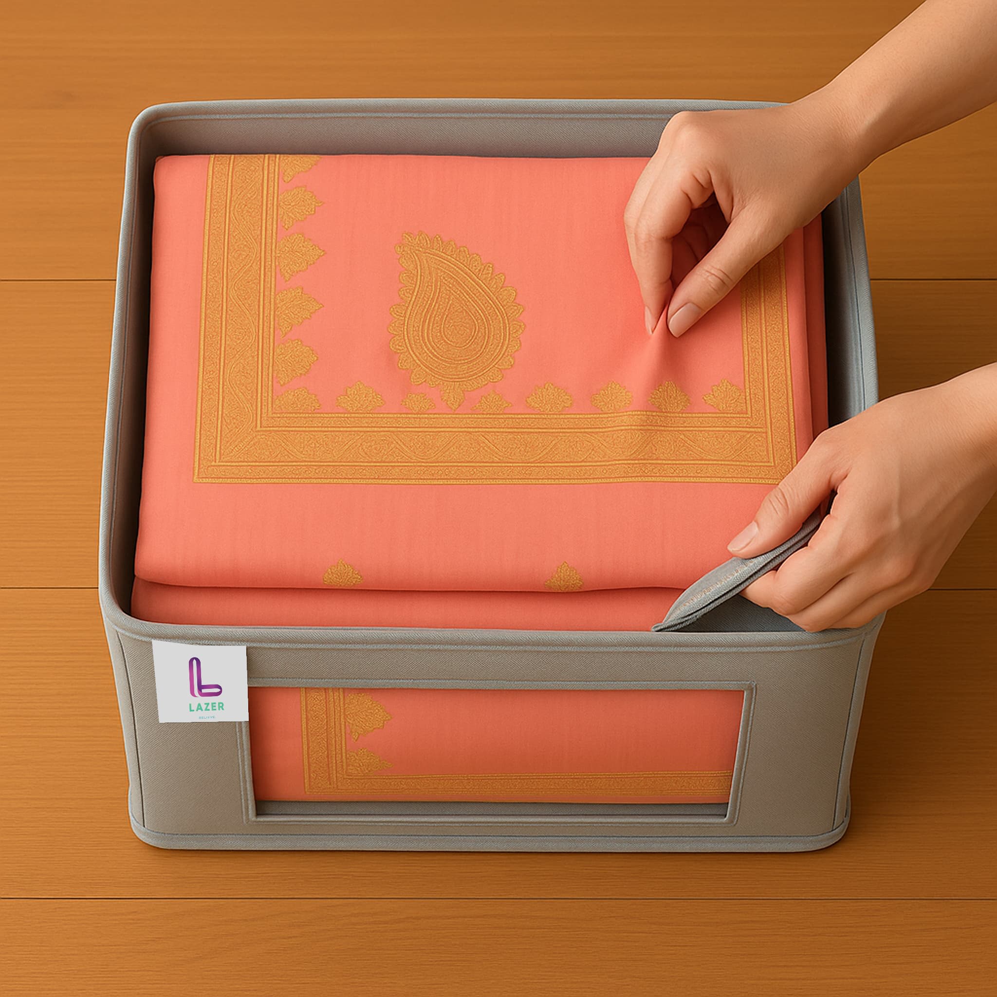 Lazer Polyester Non Woven Saree Organizer