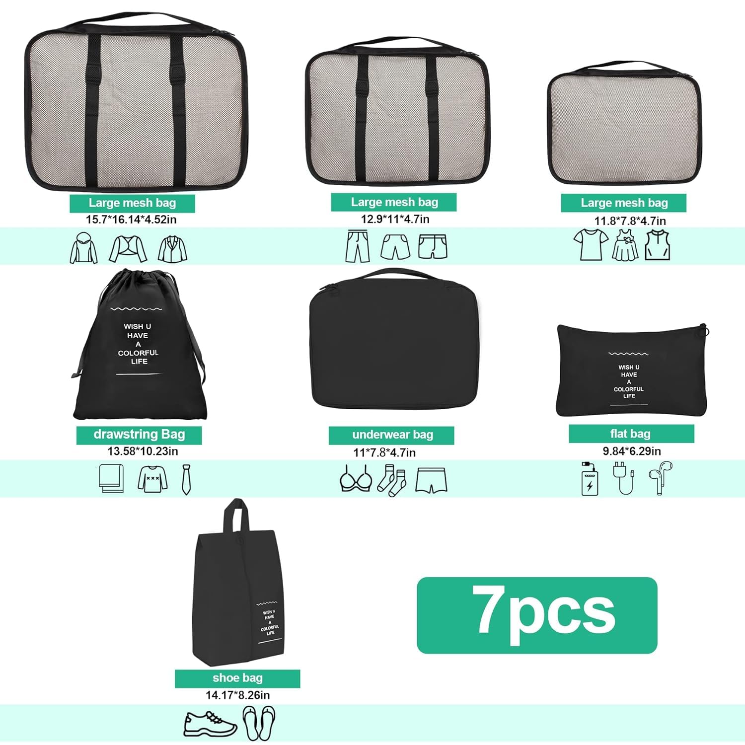 Lazer Polyester Luggage Storage Organiser Set