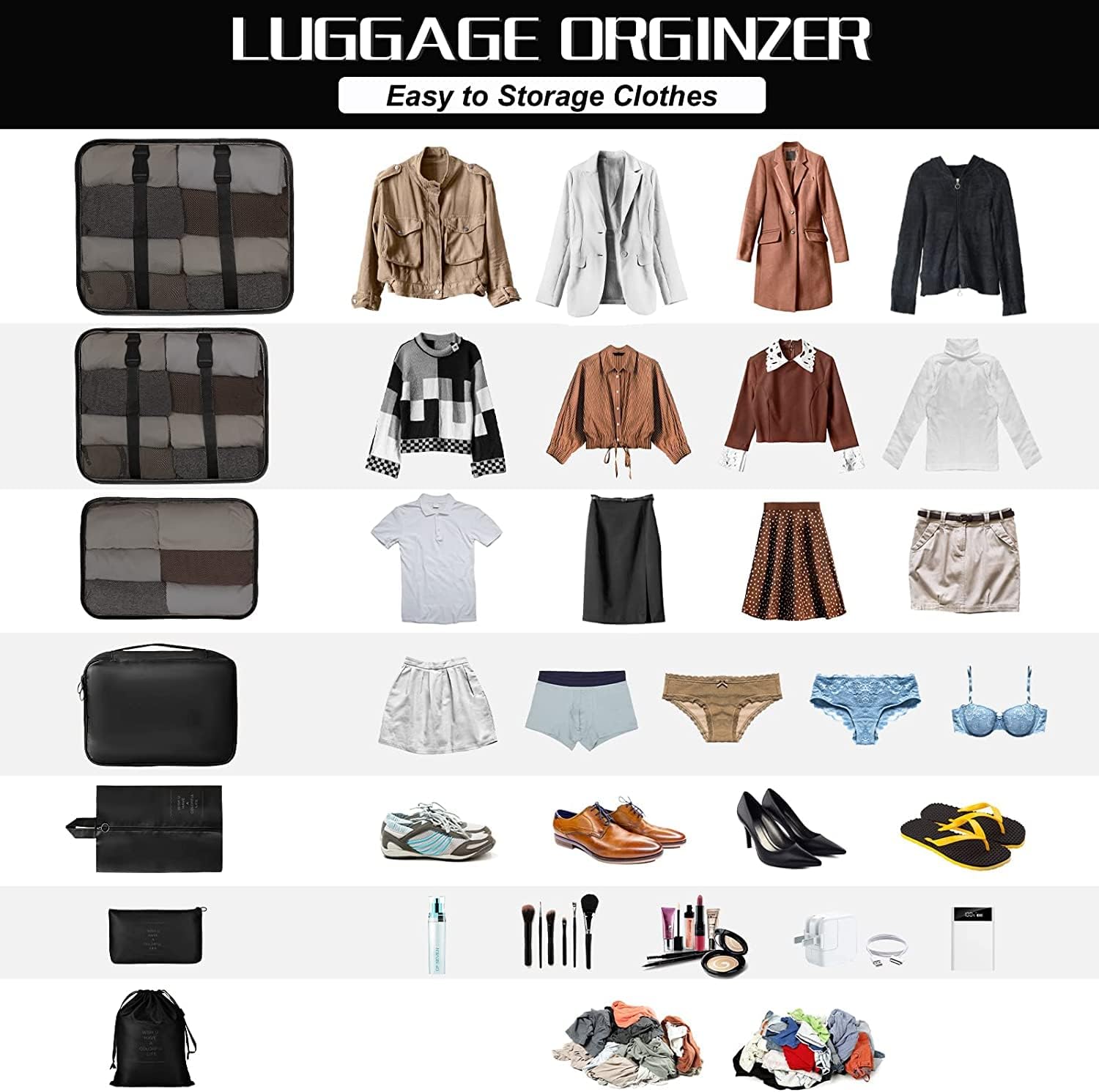 Lazer Polyester Luggage Storage Organiser Set