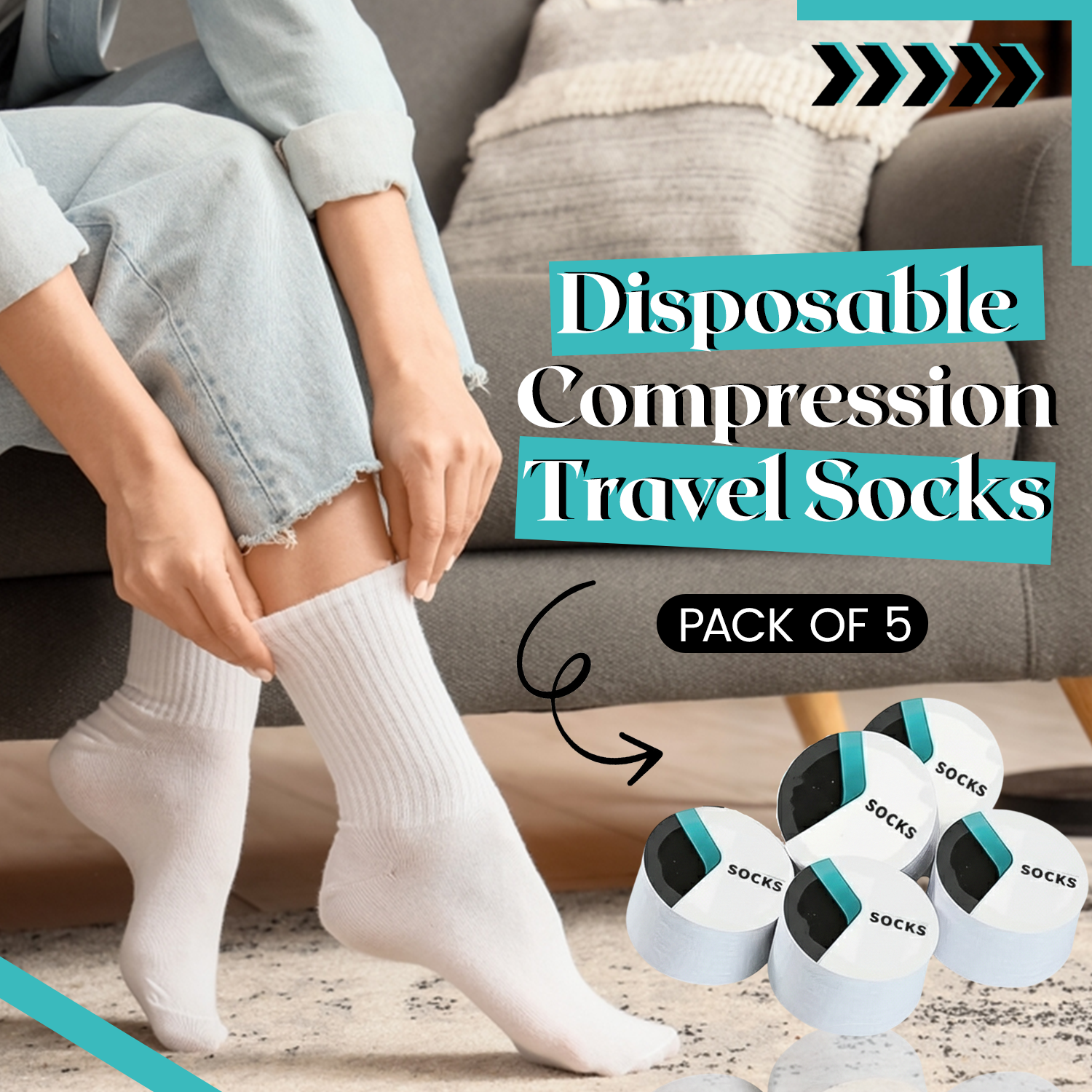 Lazer Disposable Compression Travel Socks (Free Size)