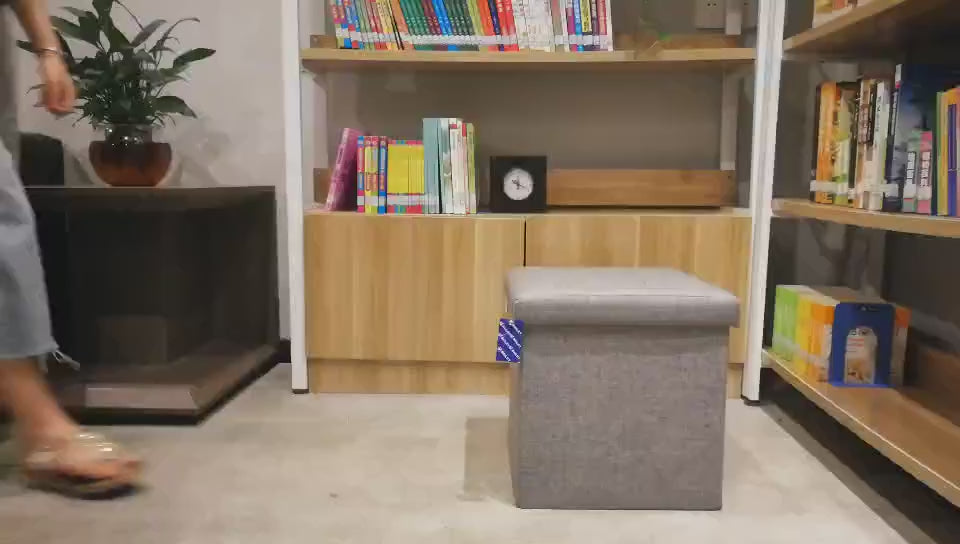 Lazer Linen Folding Organizer Ottoman Storage Bench Footrest