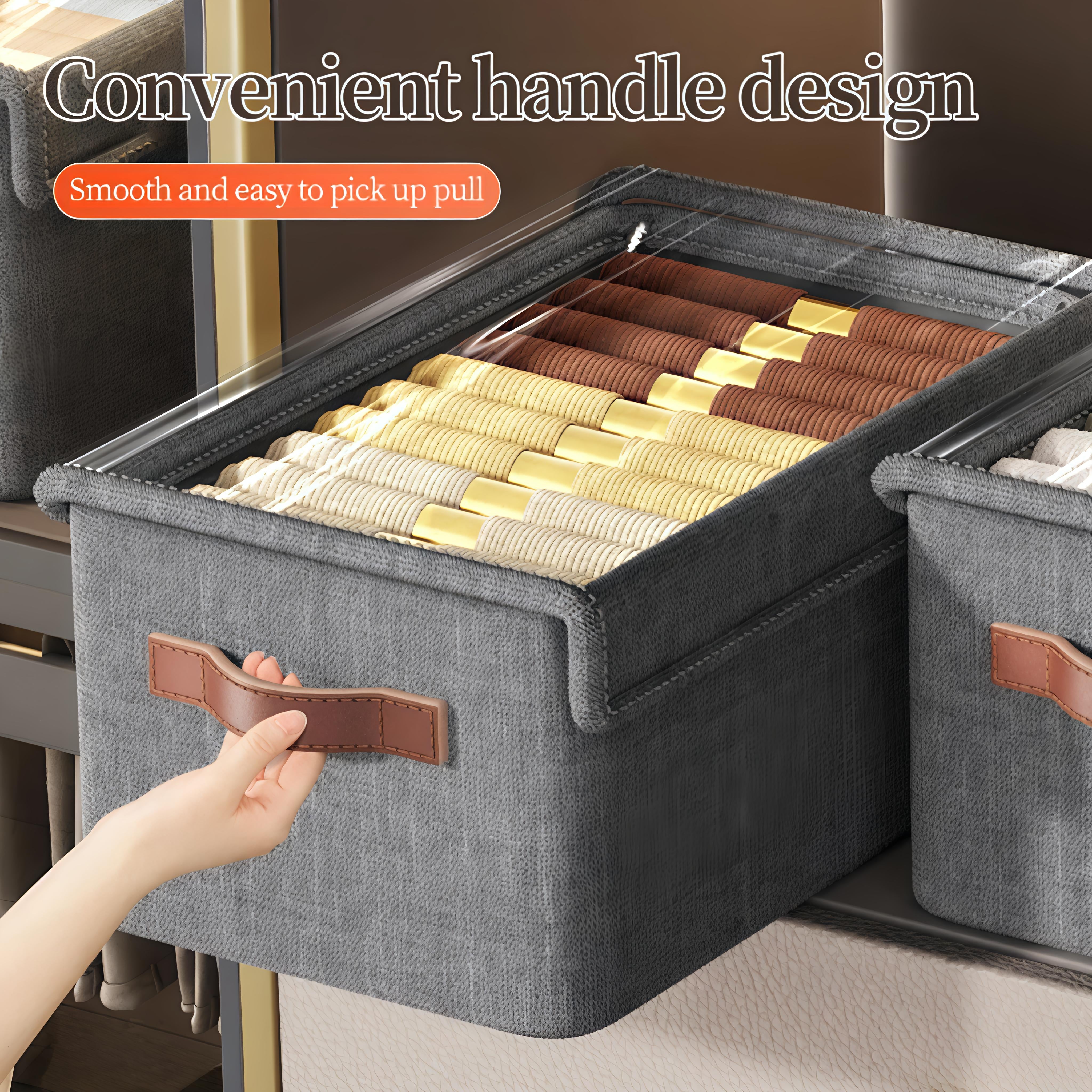 Lazer Collapsible Fabric Storage Cubes Organizer Foldable Storage Basket for Organizing Toys, Books, Shelves, Wardrobe, Closet, Large Storage Box with Handles and Steel Frame Case