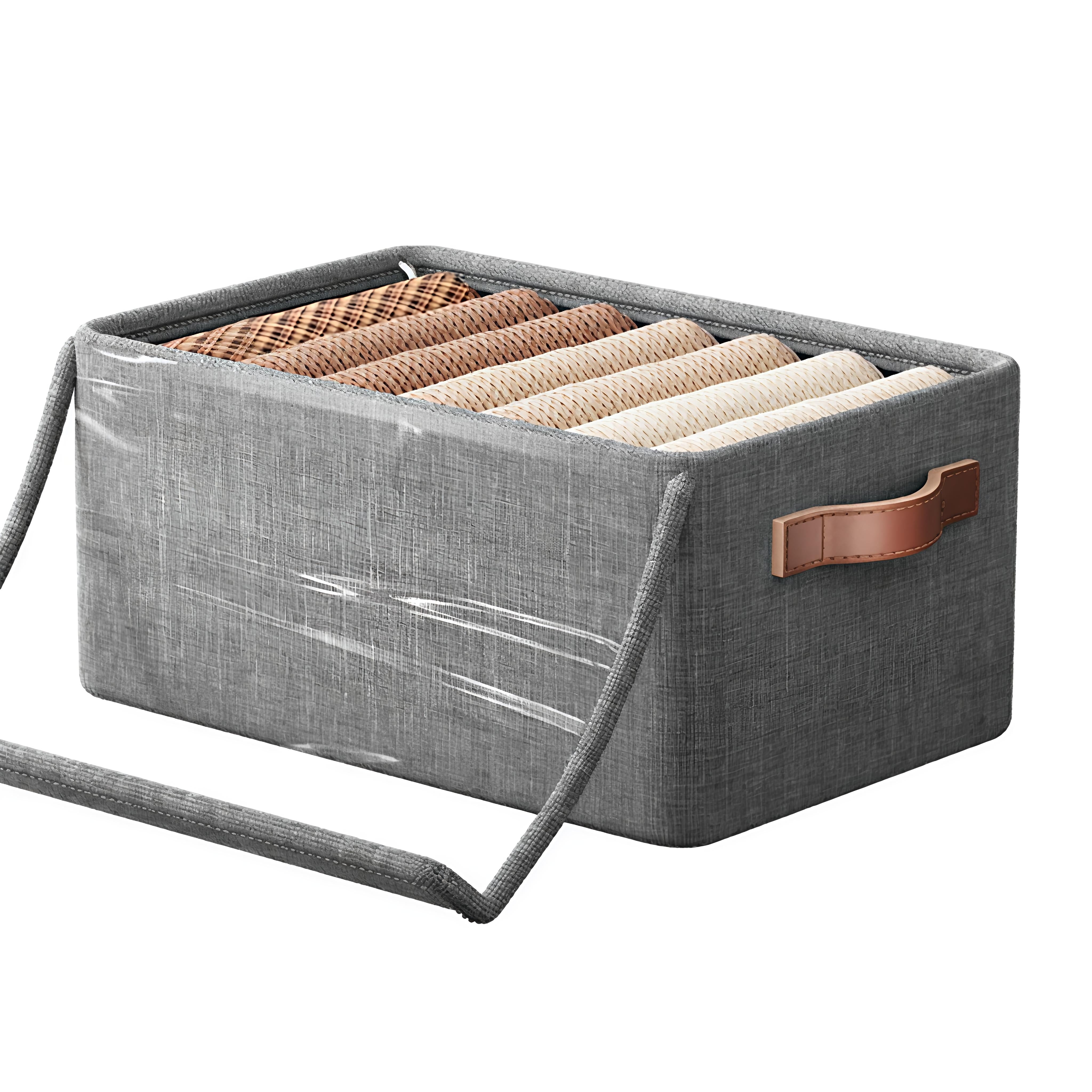 Lazer Collapsible Fabric Storage Cubes Organizer Foldable Storage Basket for Organizing Toys, Books, Shelves, Wardrobe, Closet, Large Storage Box with Handles and Steel Frame Case