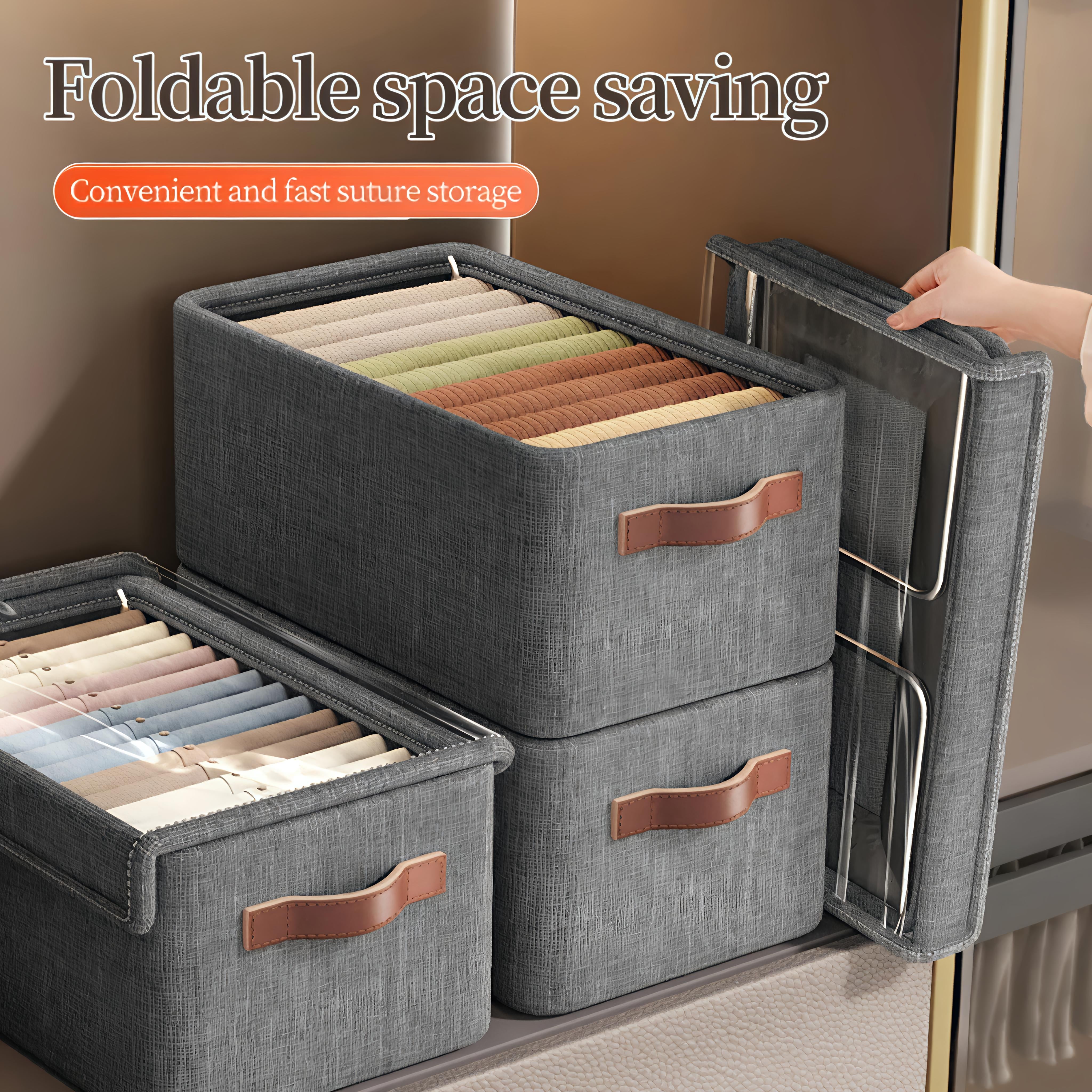 Lazer Collapsible Fabric Storage Cubes Organizer Foldable Storage Basket for Organizing Toys, Books, Shelves, Wardrobe, Closet, Large Storage Box with Handles and Steel Frame Case