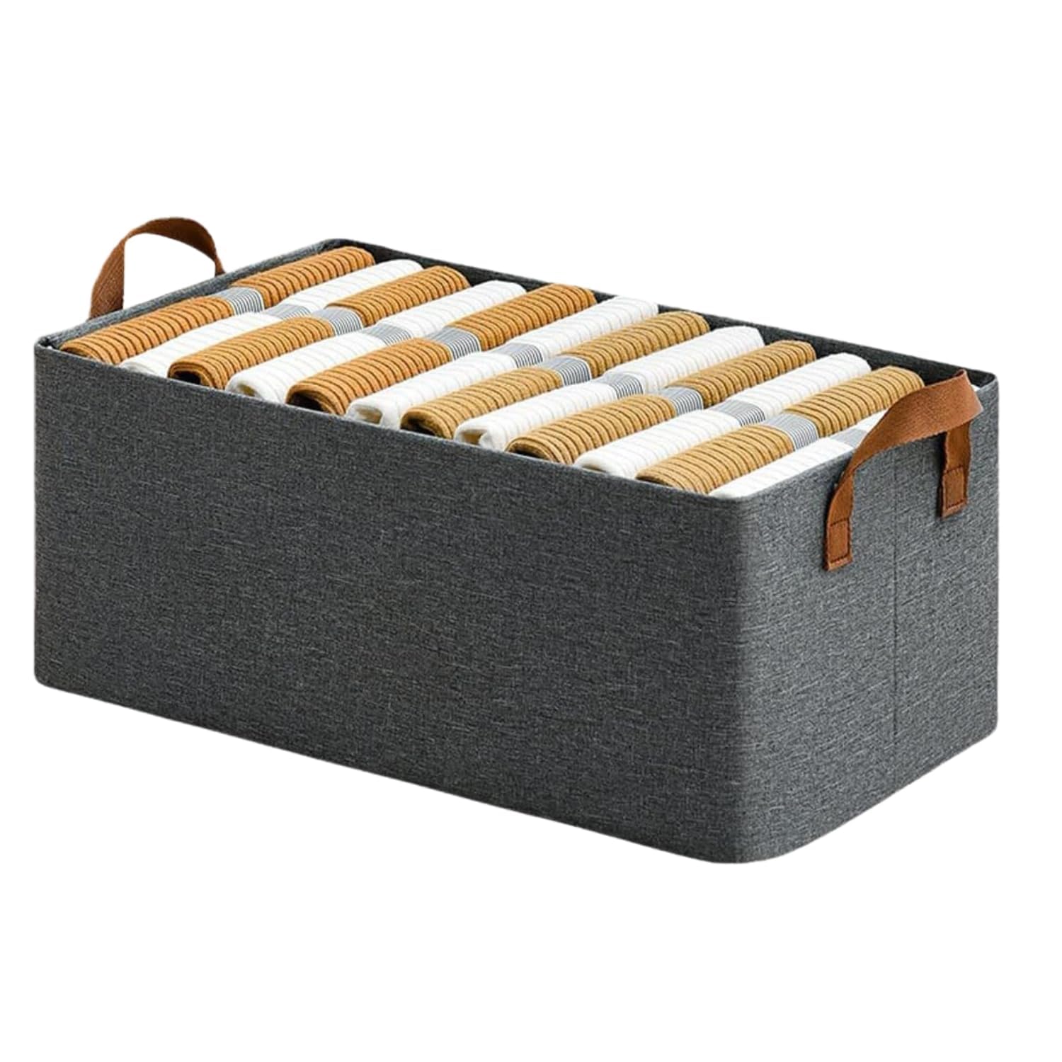 Lazer Collapsible Fabric Storage Cubes Organizer Foldable Storage Basket for Organizing Toys, Books, Shelves, Wardrobe, Closet, Large Storage Box with Handles and Steel Frame Case (Without Closure)