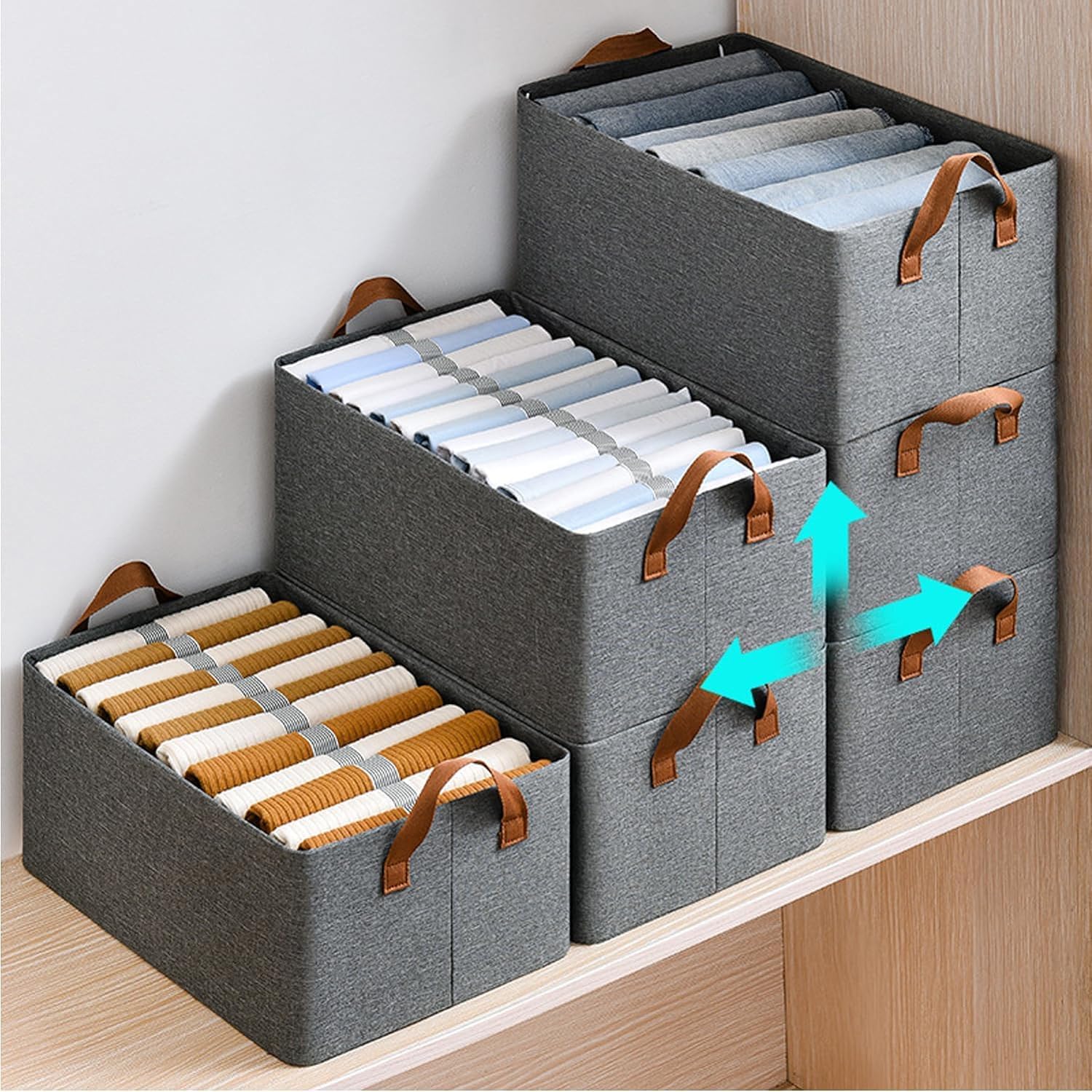 Lazer Collapsible Fabric Storage Cubes Organizer Foldable Storage Basket for Organizing Toys, Books, Shelves, Wardrobe, Closet, Large Storage Box with Handles and Steel Frame Case (Without Closure)