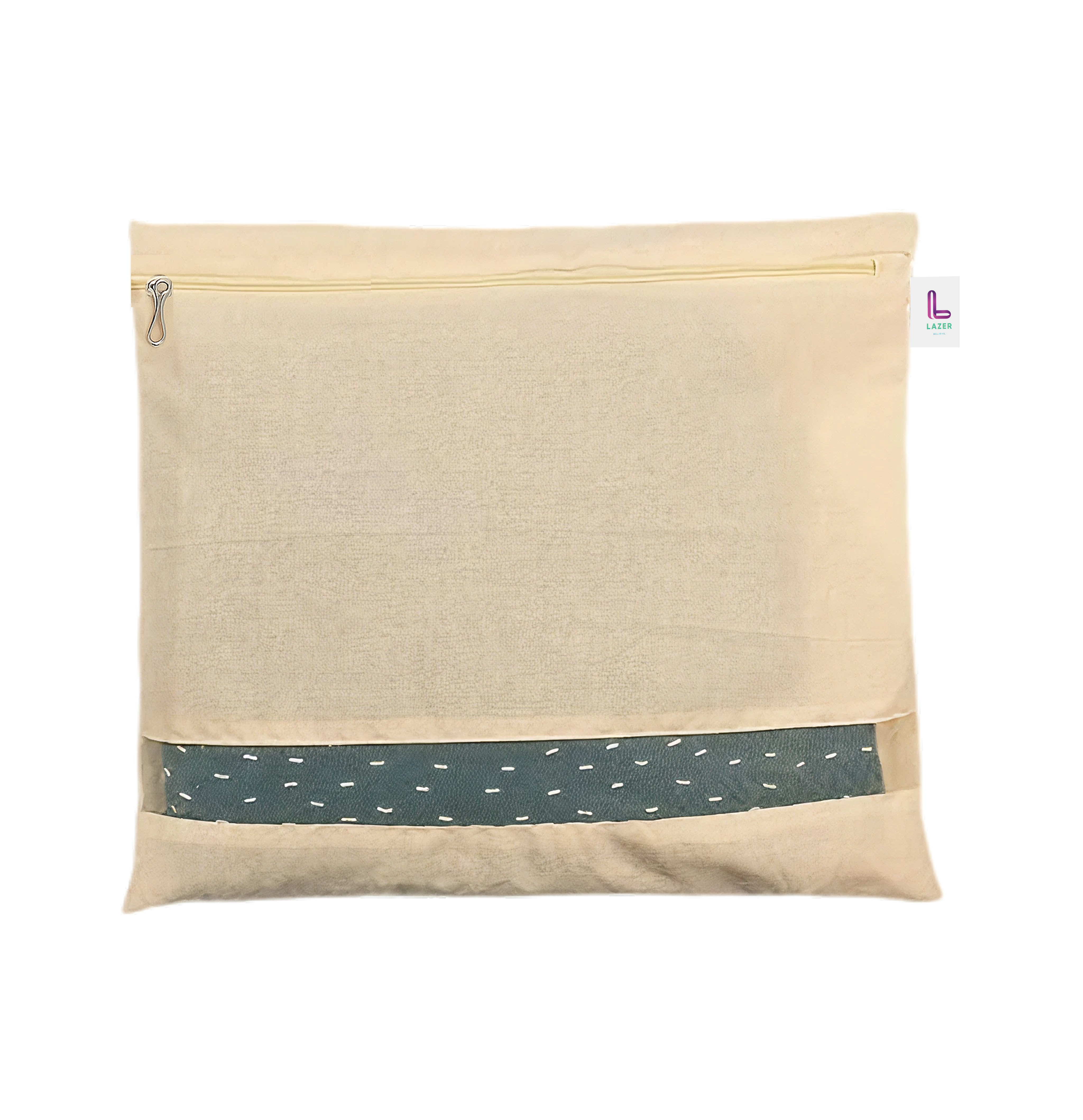 Lazer Cotton Saree Bags/ Covers For Storage Big Size Single (16 X 14 Inch) With Zip Closure For Clothes Bags And Wardrobe Organizer With Transparent Mesh Window Set of 6
