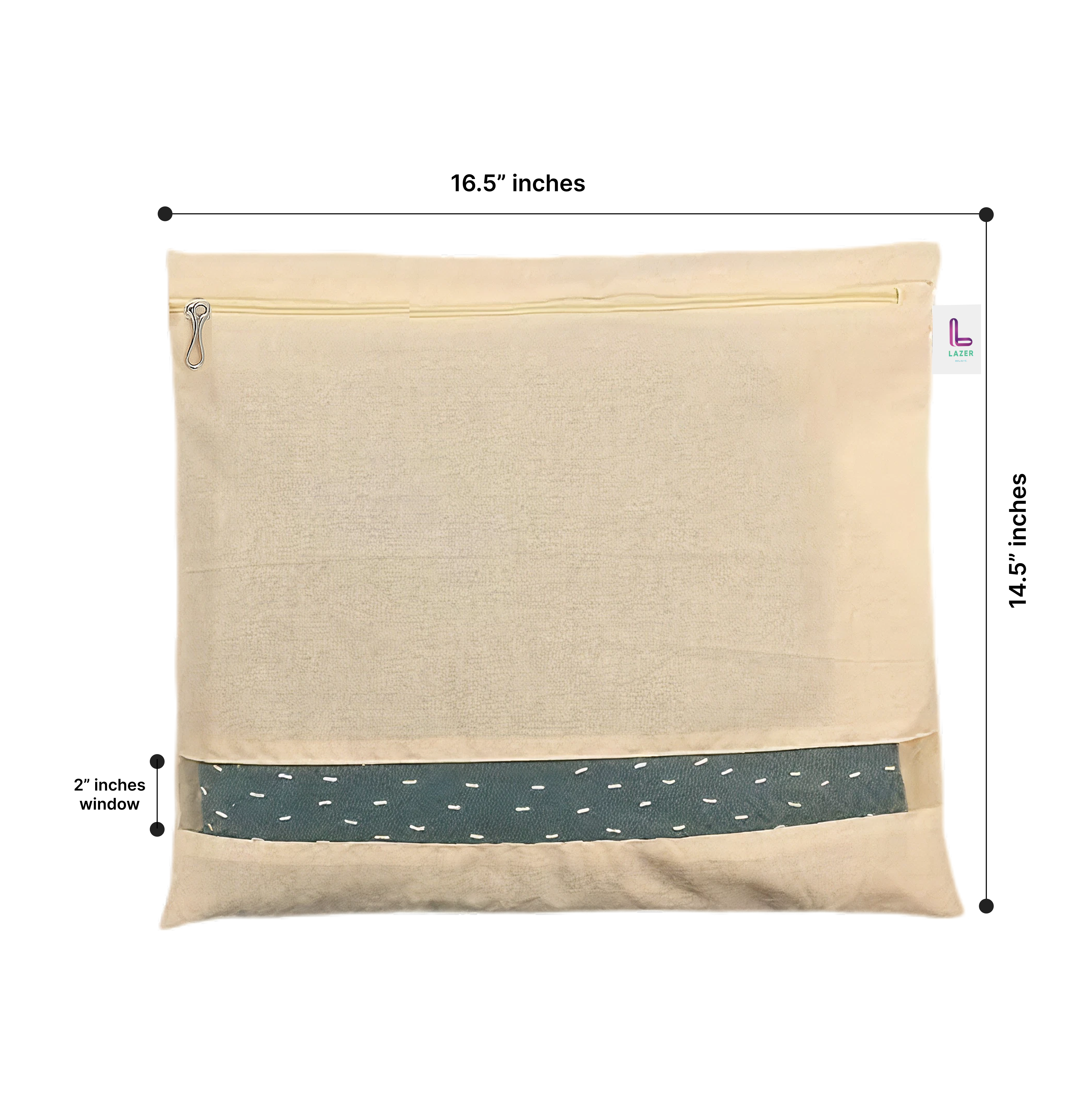 Lazer Cotton Saree Bags/ Covers For Storage Big Size Single (16 X 14 Inch) With Zip Closure For Clothes Bags And Wardrobe Organizer With Transparent Mesh Window Set of 6