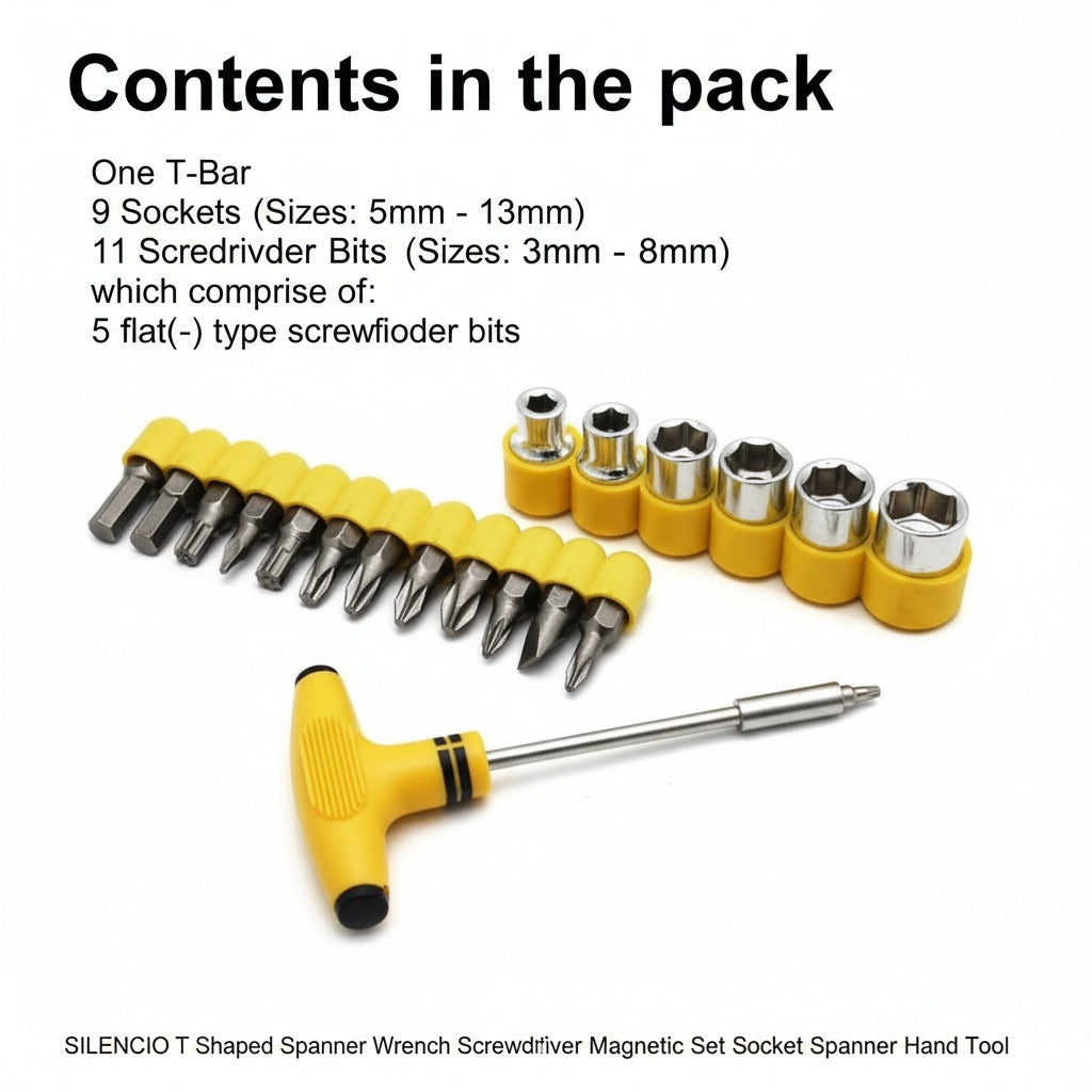 Lazer T-Type Wrench Spanner & Magnetic Screwdriver Tool Kit