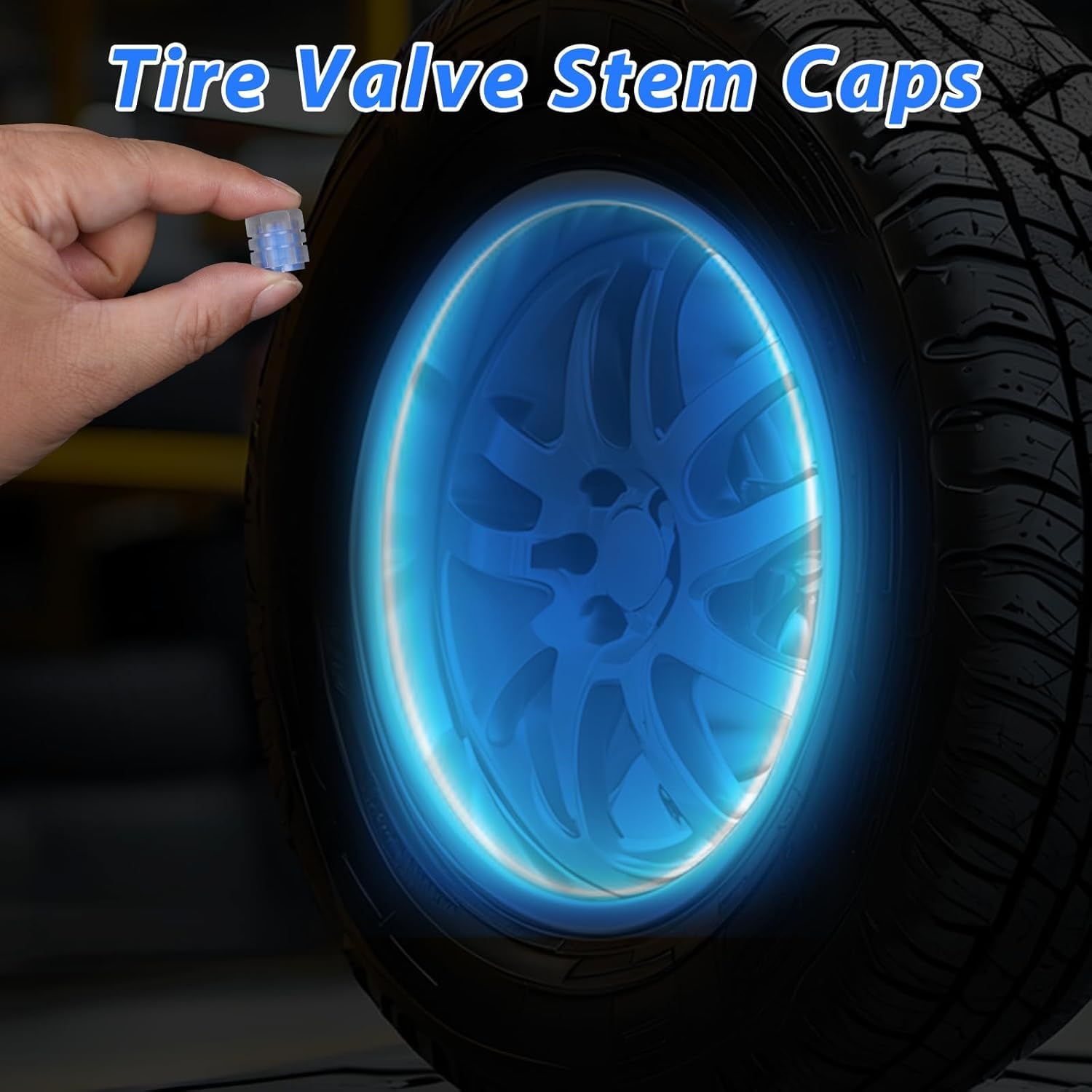 Lazer Tire Valve Stem Caps Glow in Tire Valve Caps Luminous Tire Valve Cover Tire Accessories for Universal Cars SUV Truck, Motorcycle, Bike, Cool Car Gifts