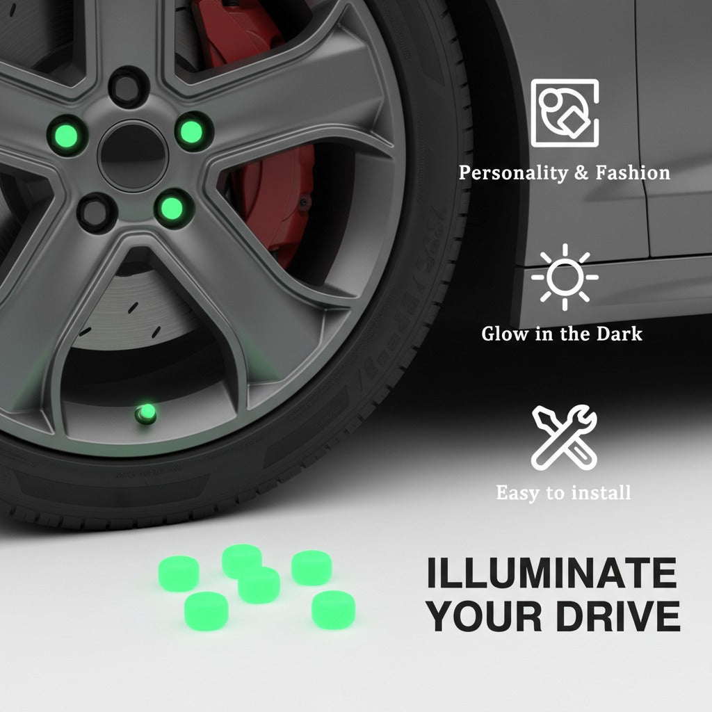 Lazer Tire Valve Stem Caps Glow in Tire Valve Caps Luminous Tire Valve Cover Tire Accessories for Universal Cars SUV Truck, Motorcycle, Bike, Cool Car Gifts