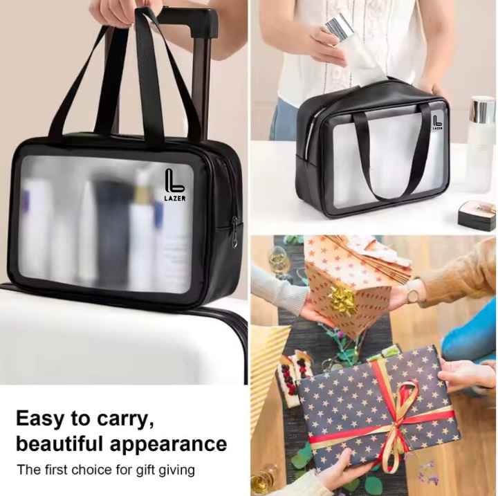 Lazer Premium Makeup Travel Pouch, Cosmetic Bag, Travel kit Pouch for Toiletries, Brushes and Cosmetics - Set of 3 - Washbag Pouch