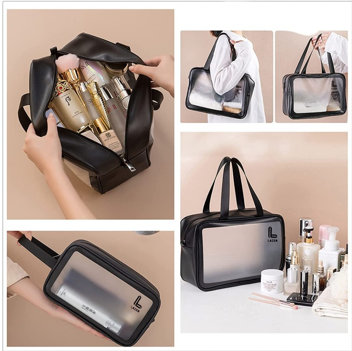 Lazer Premium Makeup Travel Pouch, Cosmetic Bag, Travel kit Pouch for Toiletries, Brushes and Cosmetics - Set of 3 - Washbag Pouch