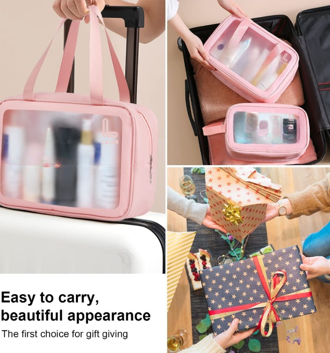 Lazer Premium Makeup Travel Pouch, Cosmetic Bag, Travel kit Pouch for Toiletries, Brushes and Cosmetics - Set of 3 - Washbag Pouch