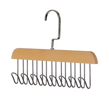 Lazer Wooden Hanger for Clothes Hanging, Hangers for Wardrobe and Cupboard, 8 Hook Adjustable Clothes Hanger for Lingerie, Belt, Scarf, Tie, Garments and Accessories