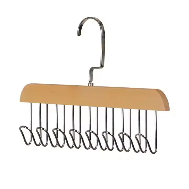 Lazer Wooden Hanger for Clothes Hanging, Hangers for Wardrobe and Cupboard, 8 Hook Adjustable Clothes Hanger for Lingerie, Belt, Scarf, Tie, Garments and Accessories