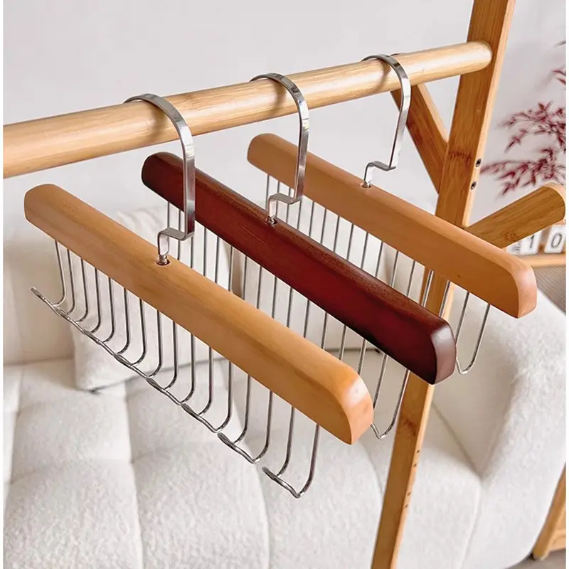 Lazer Wooden Hanger for Clothes Hanging, Hangers for Wardrobe and Cupboard, 8 Hook Adjustable Clothes Hanger for Lingerie, Belt, Scarf, Tie, Garments and Accessories