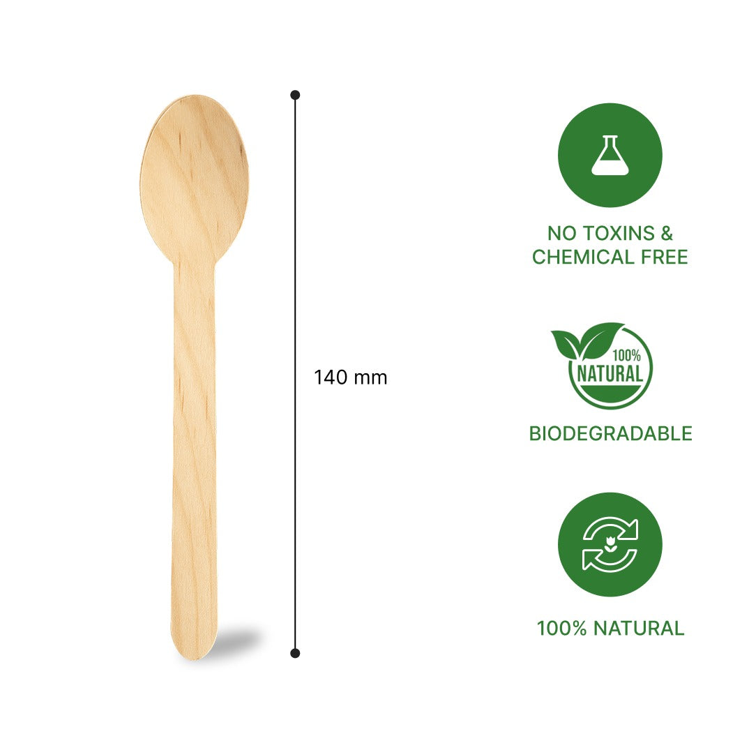 Lazer Multipurpose Natural Wooden Disposable Spoon