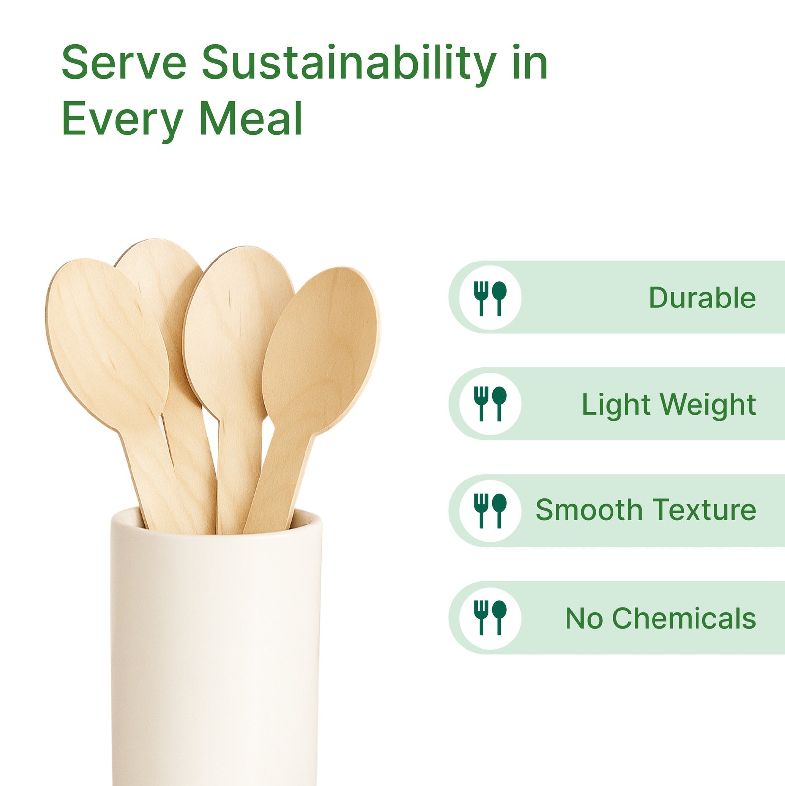 Lazer Multipurpose Natural Wooden Disposable Spoon